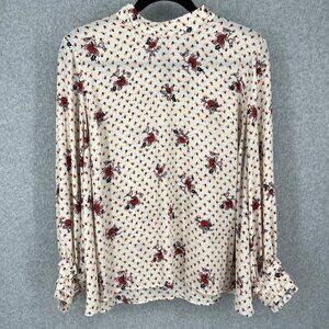 ModCloth A Grace of Ones Own Chiffon Blouse Size 4X Ivory Floral Print Ruffle